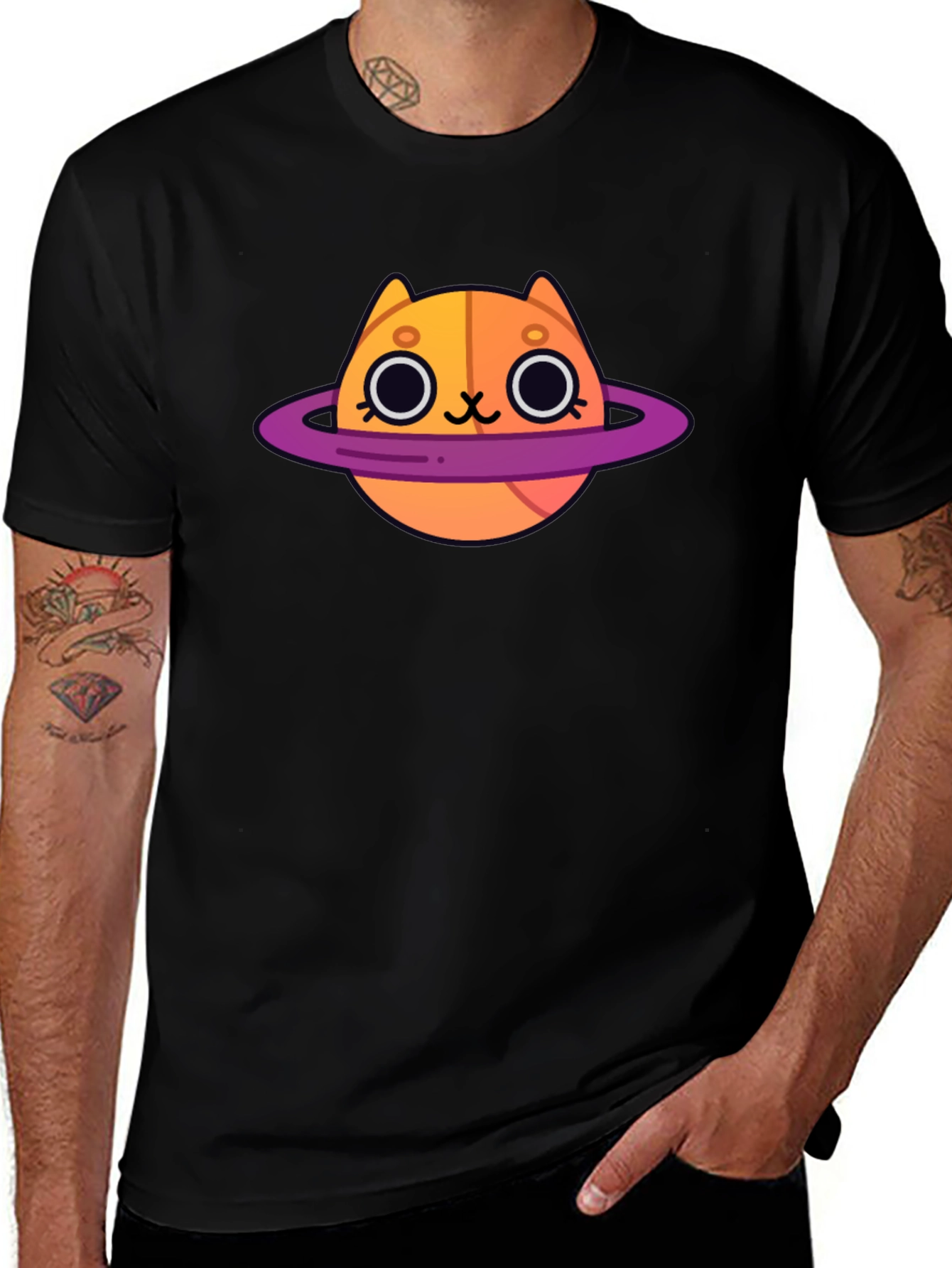 Variant 21 of Cute Cartoon Cat Planet Graphic T-Shirt