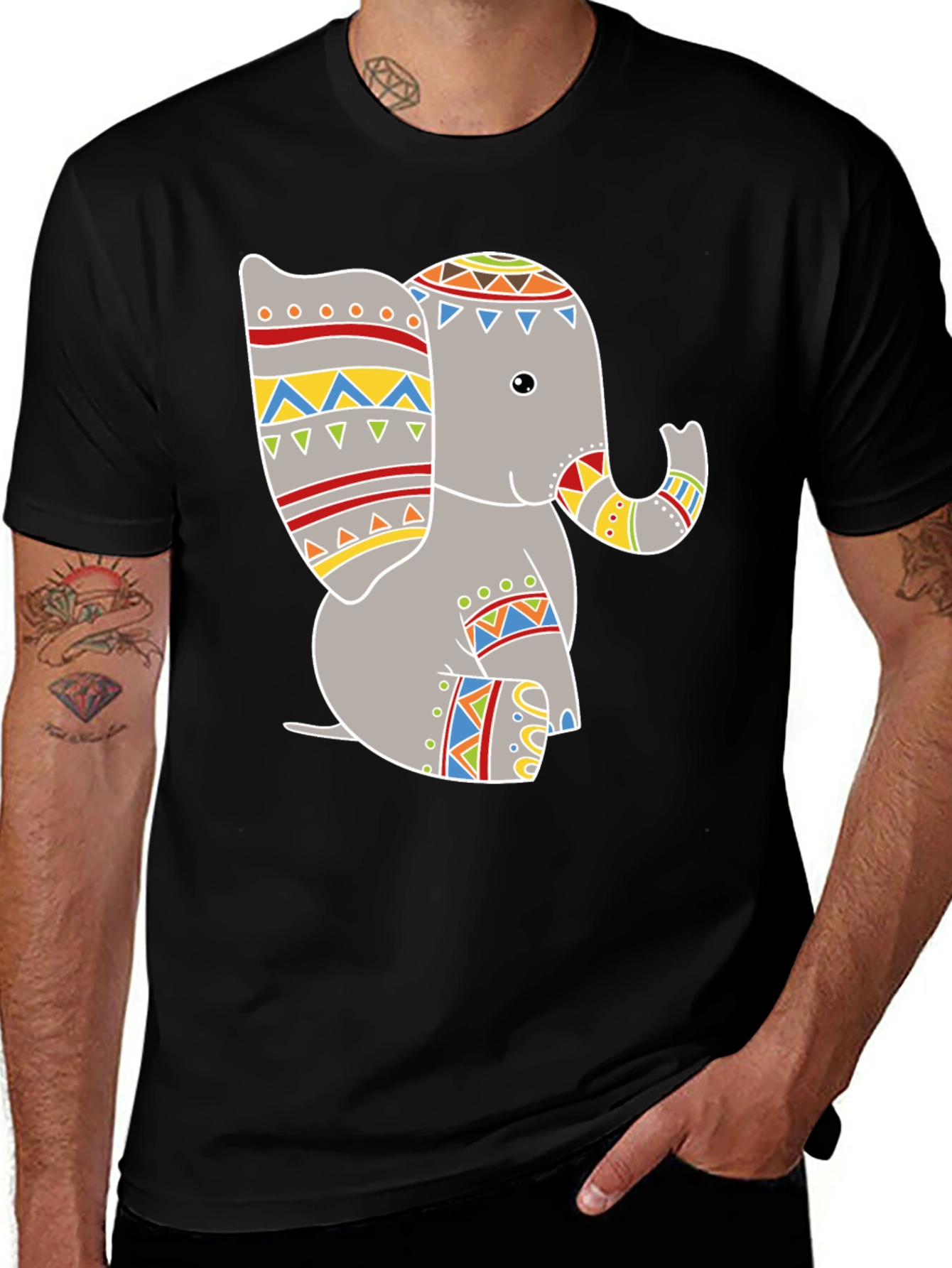 Variant 17 of Elephant Graphic Tee - Stylish Black T-Shirt