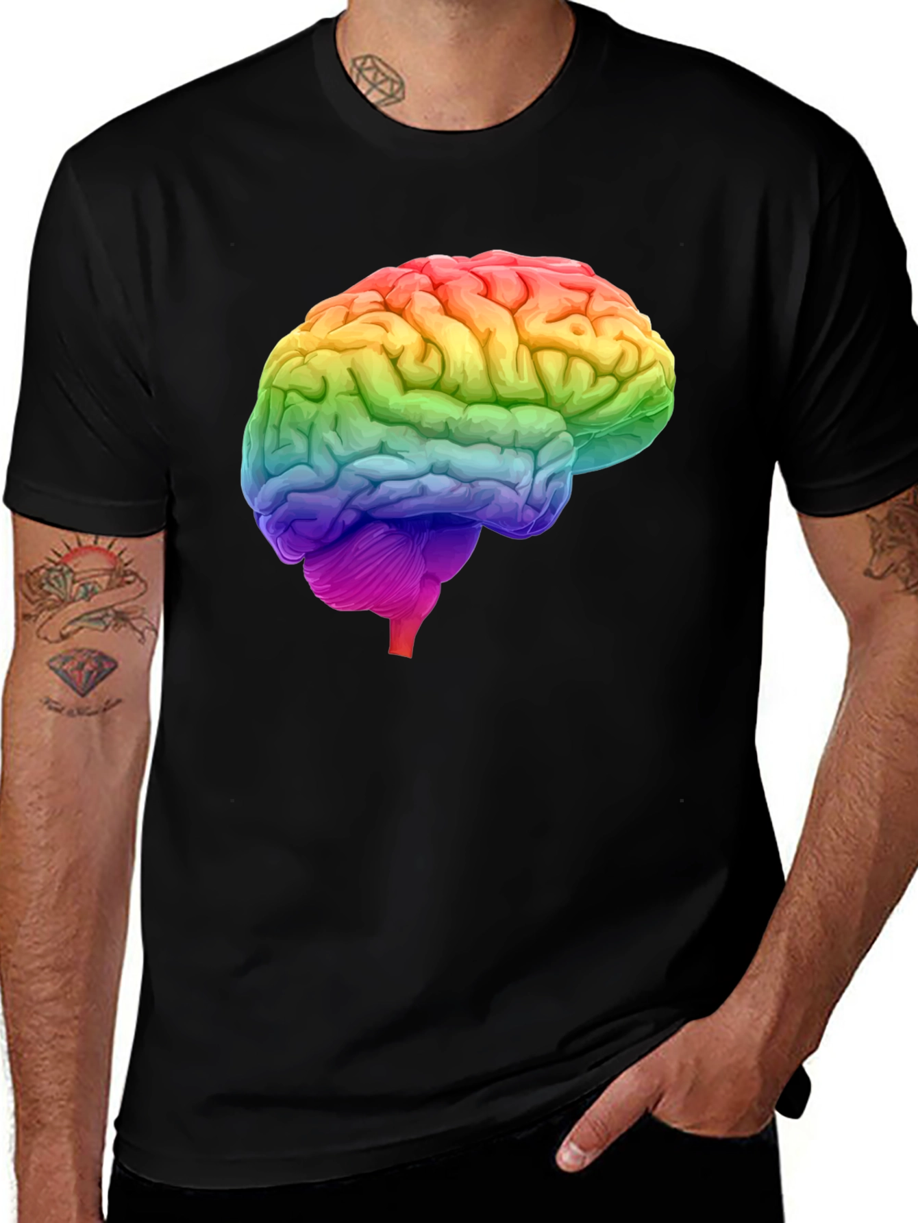 Variant 26 of Rainbow Brain Graphic T-Shirt - Unique Design