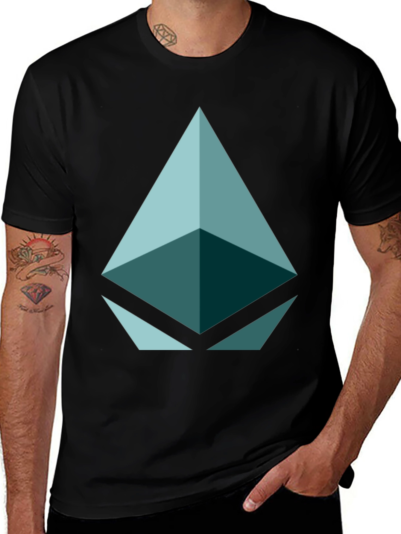 Variant 13 of Geometric Triangle Graphic Tee - Black Casual Shirt