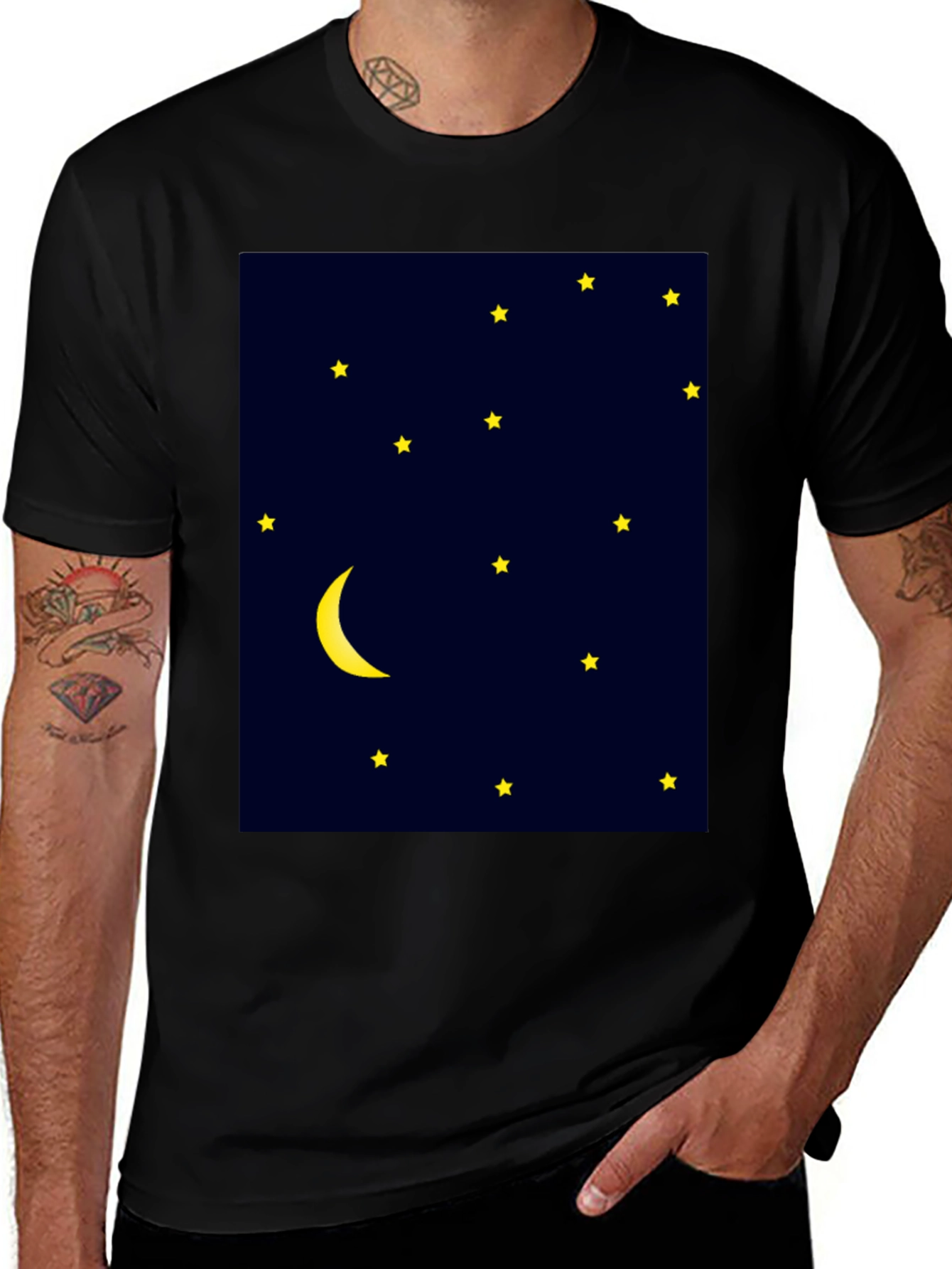 Variant 21 of Night Sky Tee - Moon & Stars Graphic Print