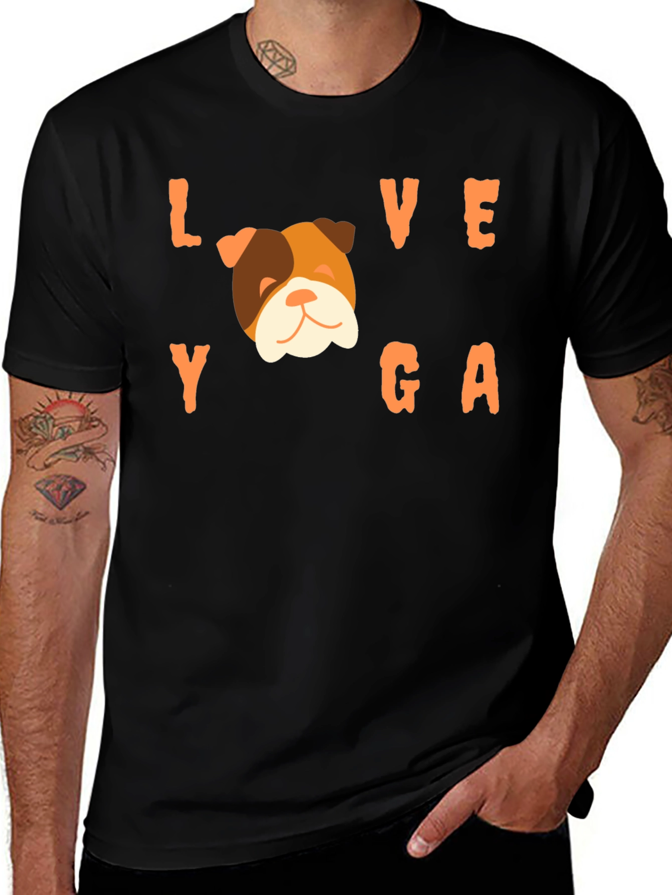 Variant 4 of Love Yoga Bulldog Graphic Tee - Soft Cotton Blend