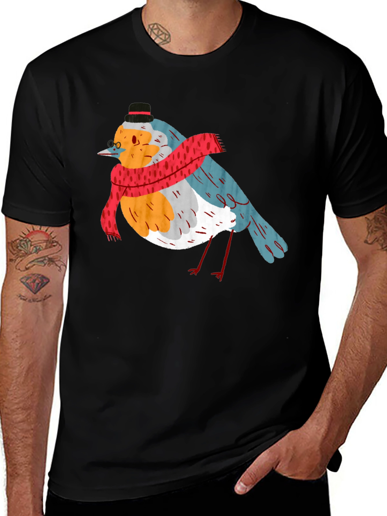 Variant 10 of Bird with Hat and Scarf T-Shirt