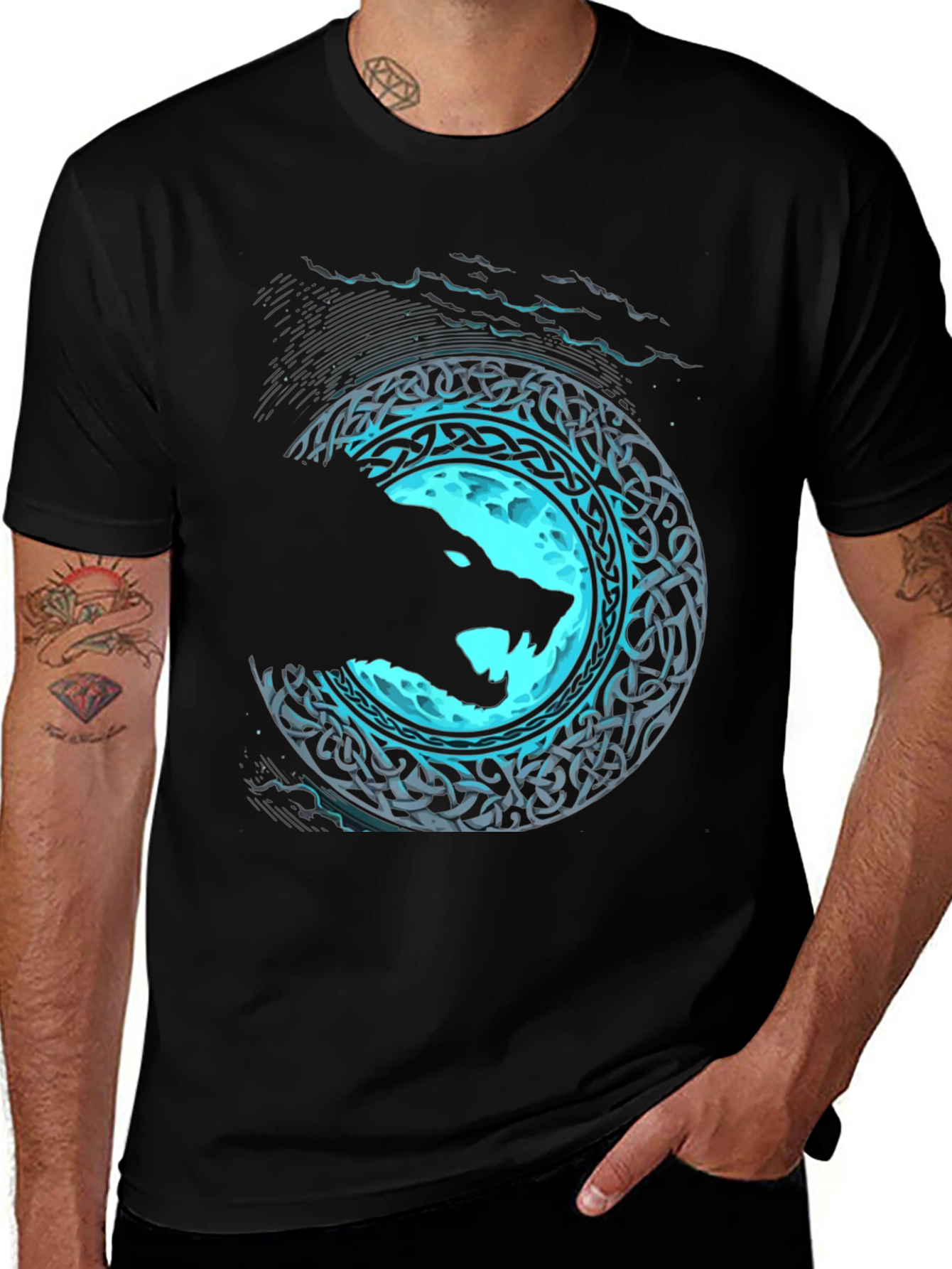 Variant 20 of Wolf Moon Celtic Knot Graphic Tee