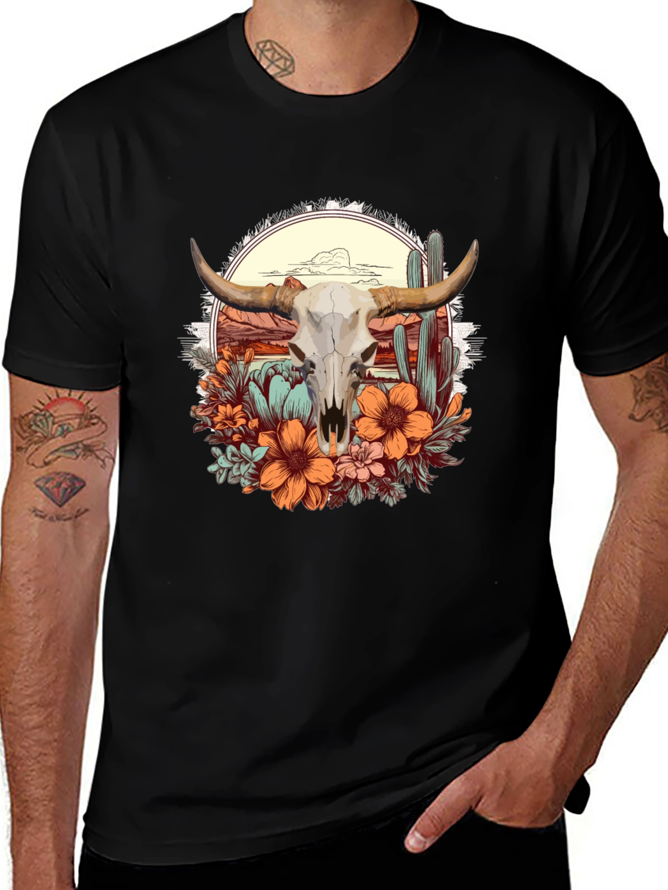 Variant 13 of Desert Skull Graphic Tee - Western Style