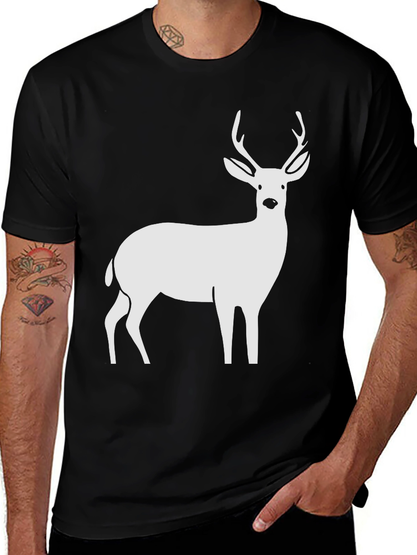 Black Deer Graphic Tee - Black Cotton T-Shirt main image