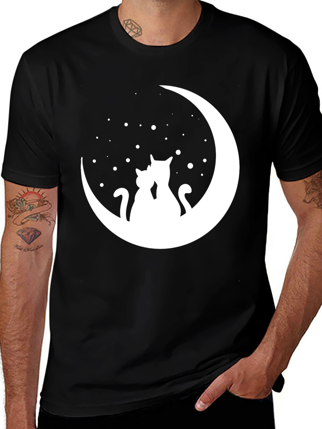 Variant 26 of Moon Gazing Cats Graphic Tee