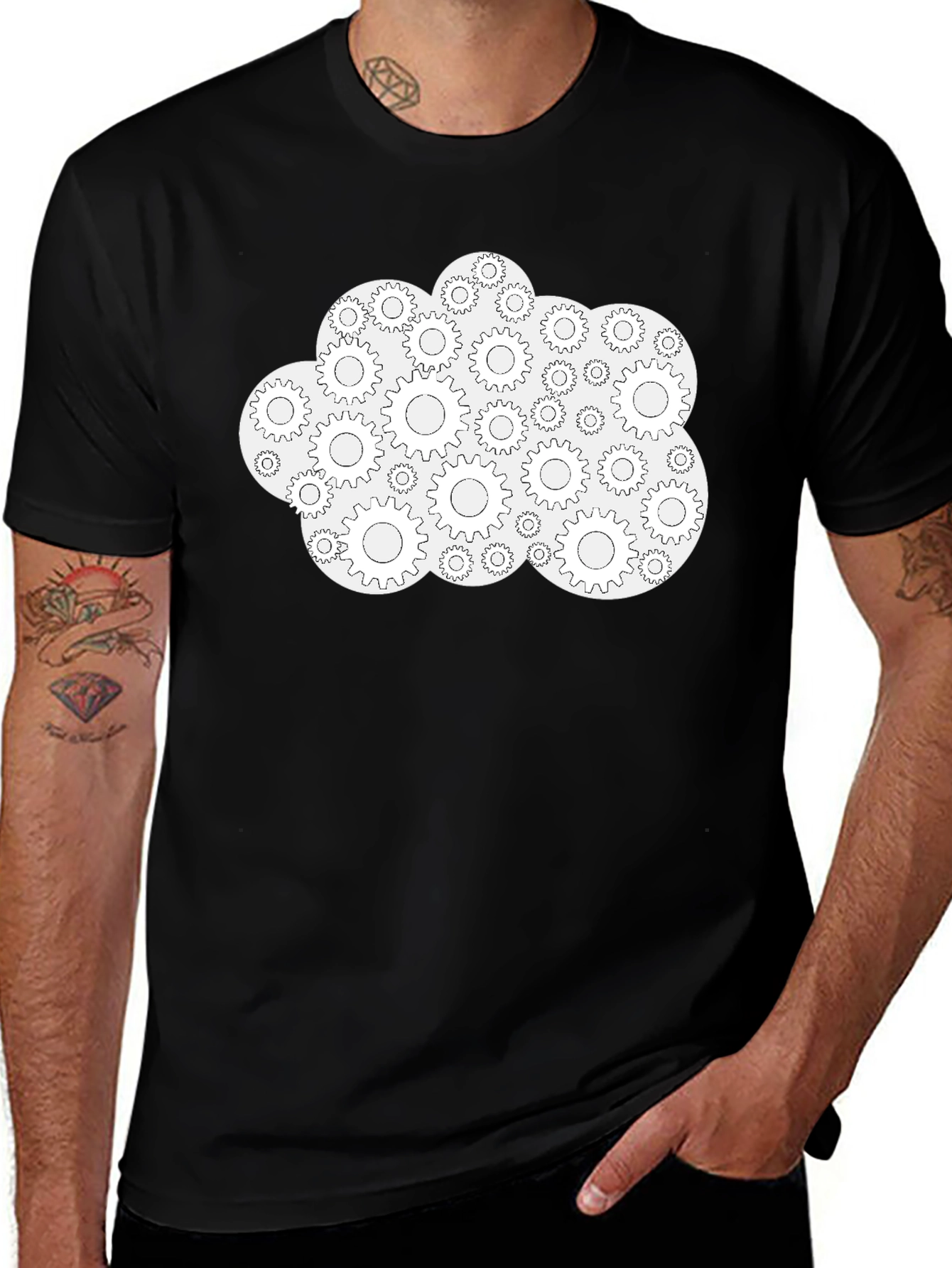 Variant 8 of Gear Cloud Graphic Tee - Stylish Black Cotton T-Shirt