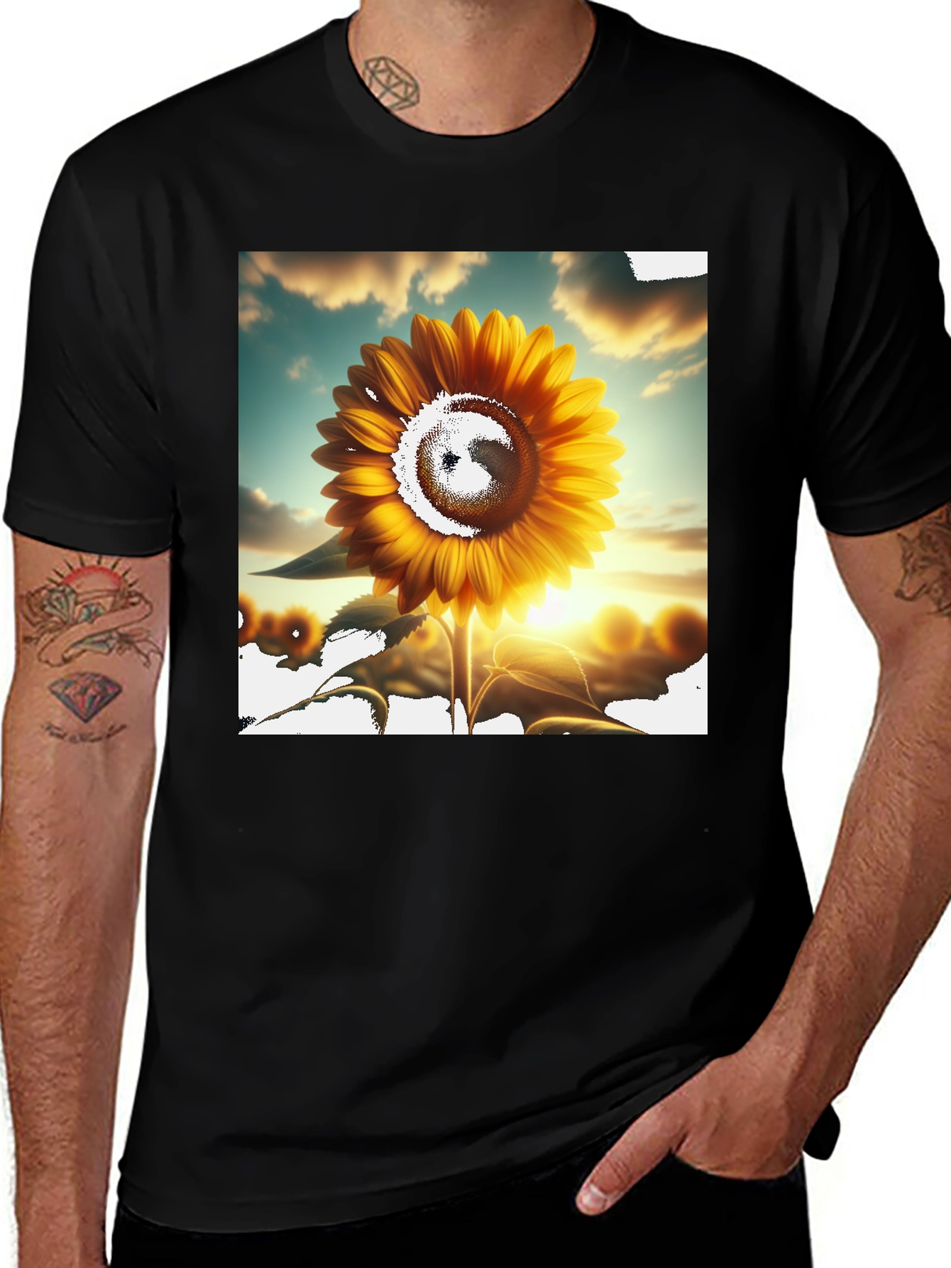 Variant 25 of Sunflower Graphic Tee - Black Casual T-Shirt