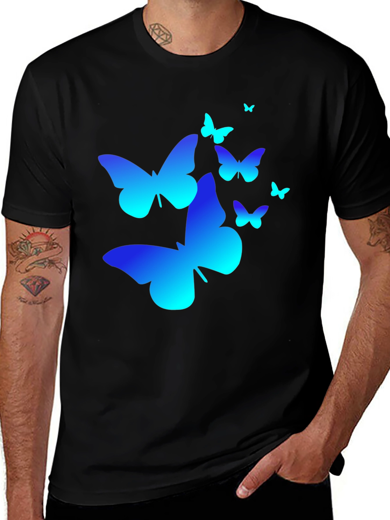 Variant 14 of Butterfly Graphic T-Shirt - Black