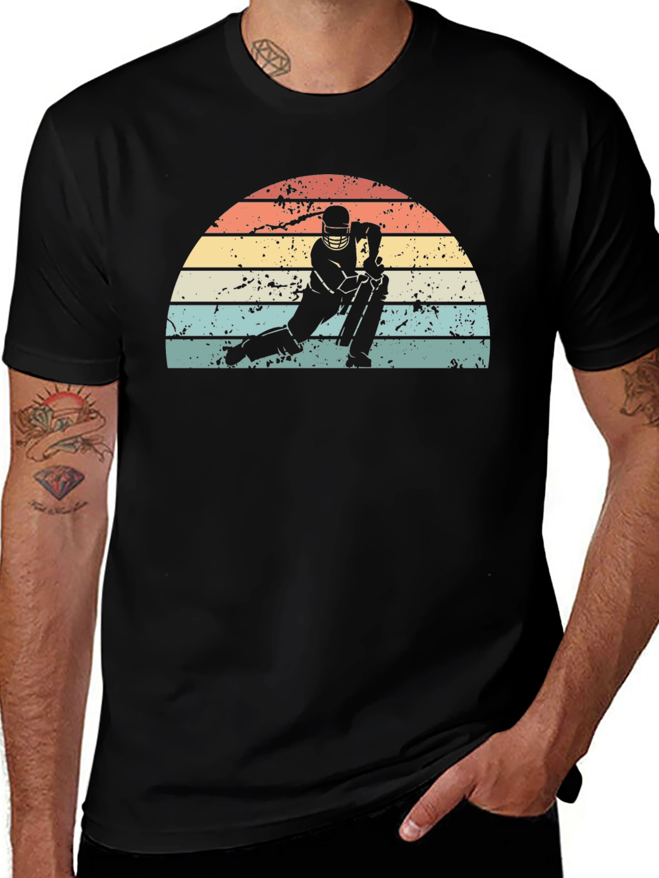 Variant 30 of Retro Cricket Player Graphic Tee