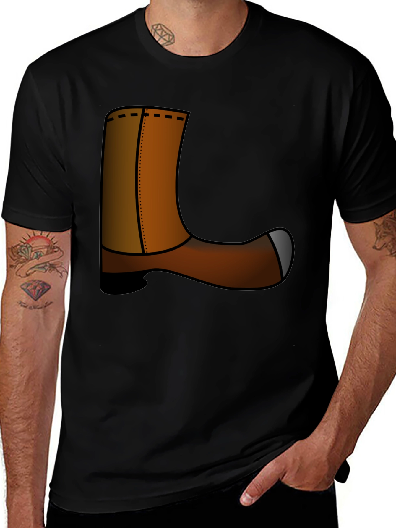 Black Novelty Cowboy Boot Graphic Tee - Unisex main image