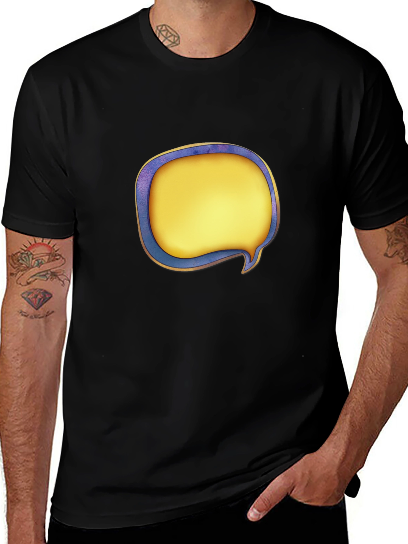 Variant 23 of Black T-Shirt with Graphic Speech Bubble