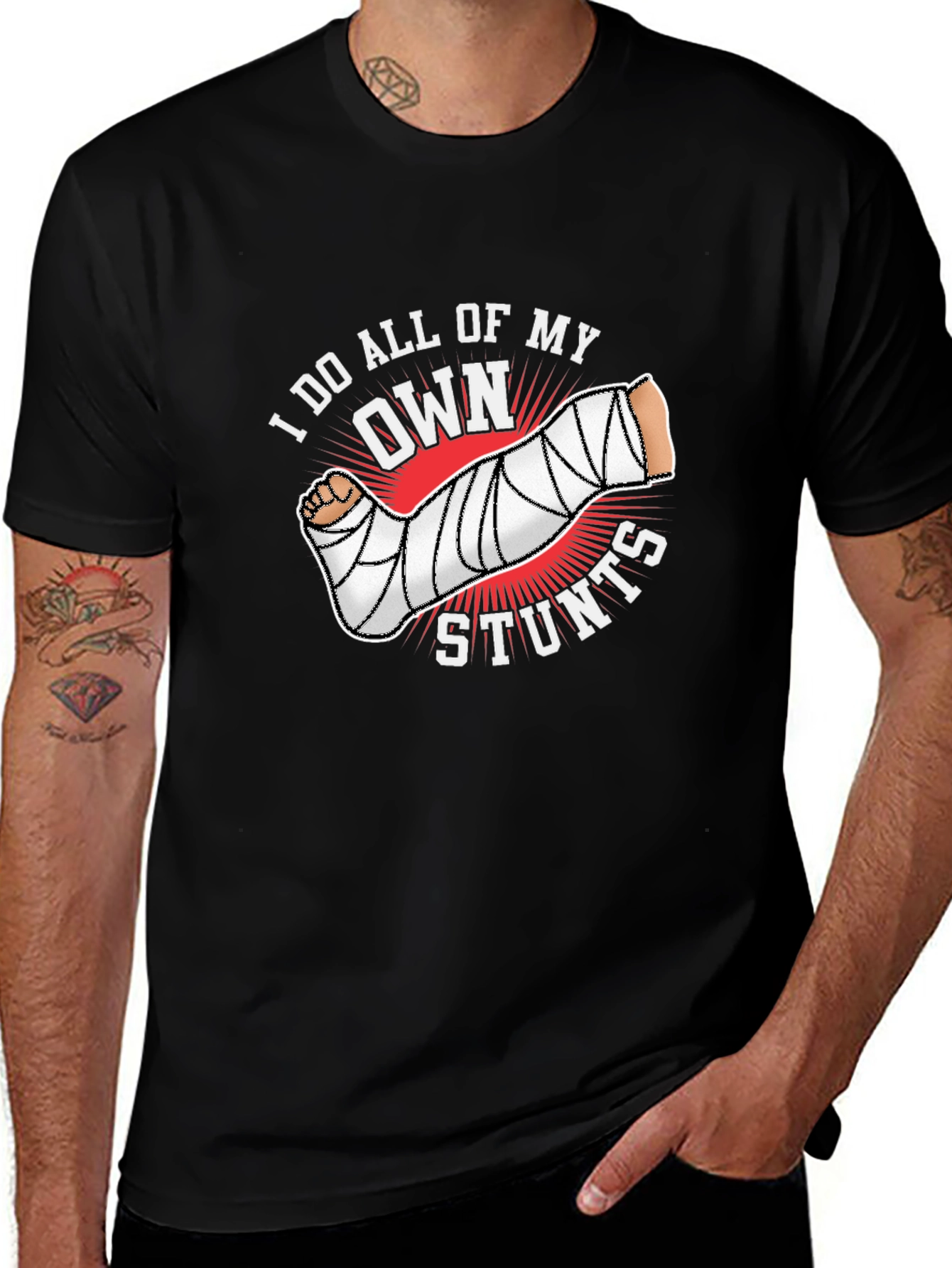 Variant 23 of I Do All My Own Stunts T-Shirt Black