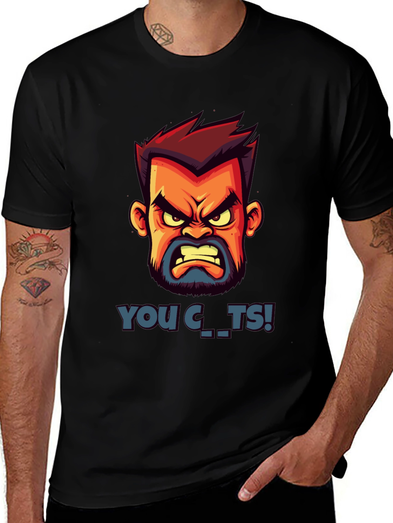 Variant 2 of Cartoon Angry Face Graphic T-Shirt
