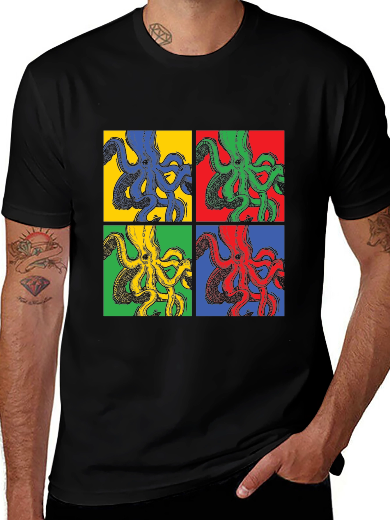 Variant 6 of Pop Art Octopus Graphic Tee - Unique Design