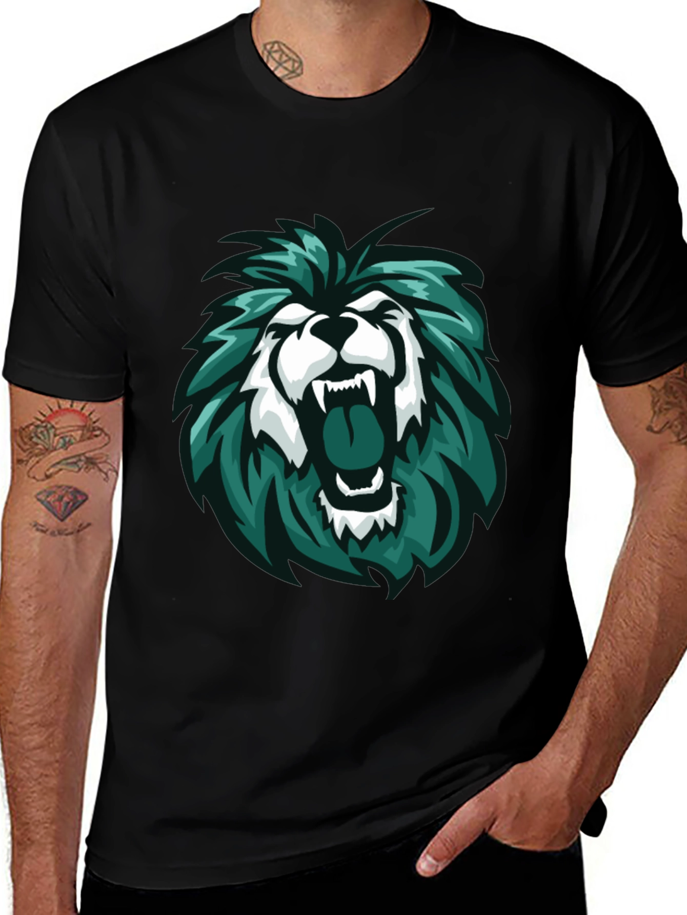 Variant 17 of Lion Graphic Tee - Men's Black T-Shirt