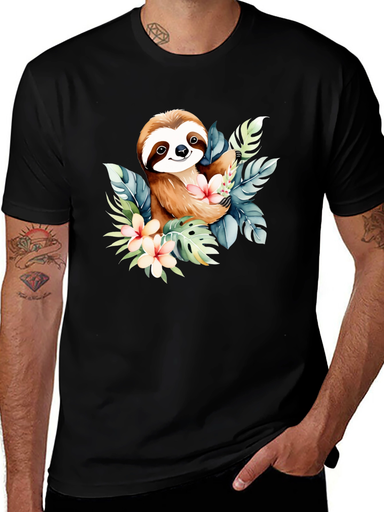 Variant 23 of Sloth & Floral Graphic Tee