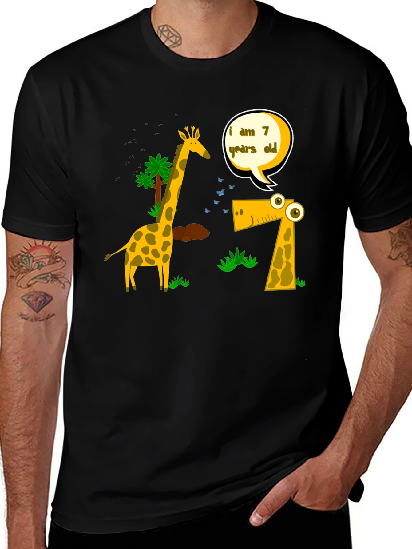 Variant 9 of Fun "I am 7" Giraffe Graphic Tee