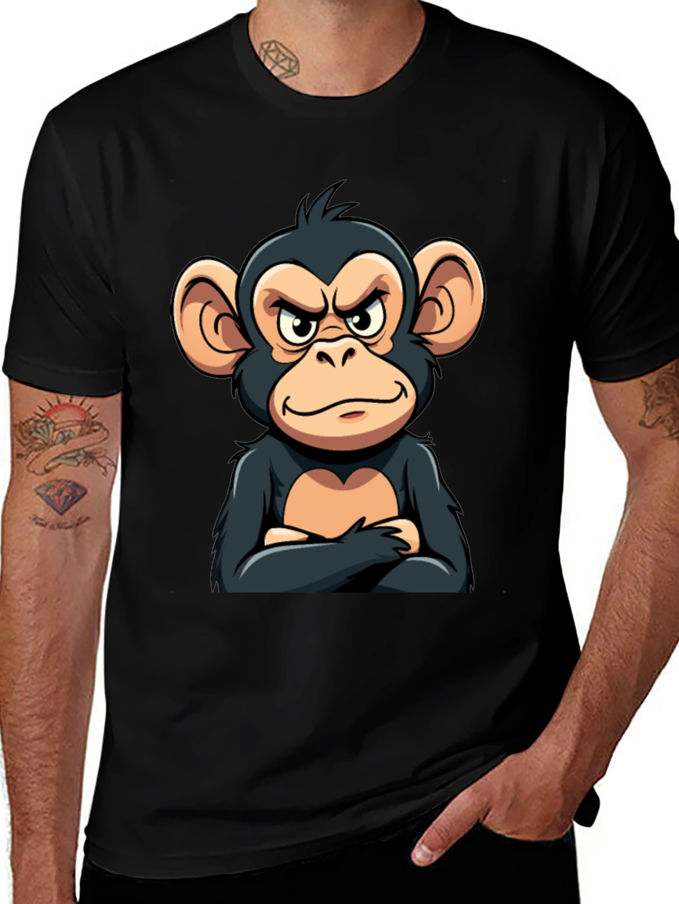Variant 7 of Cool Monkey Graphic Tee - Black T-Shirt