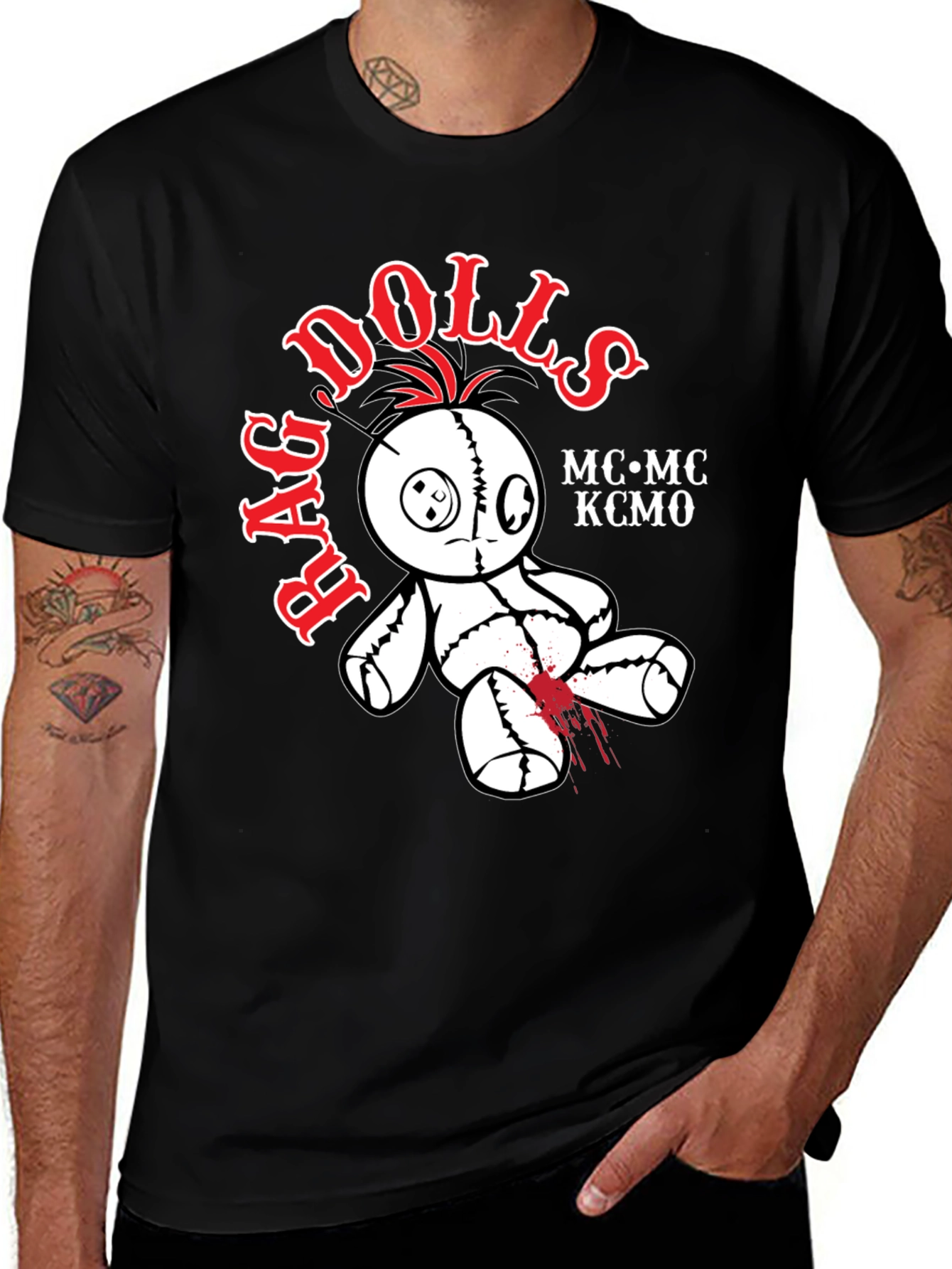 Variant 4 of Rag Dolls MC KCMO Black T-Shirt