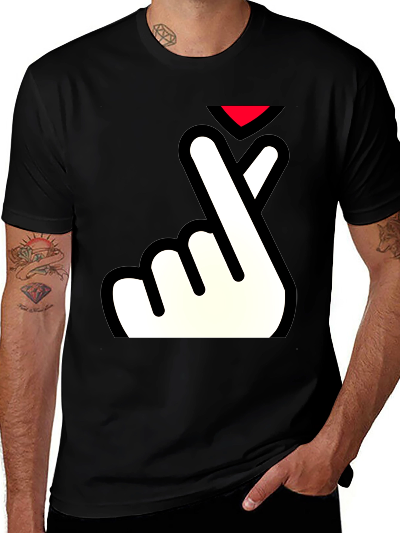 Variant 18 of Finger Heart Gesture Graphic Tee - Korean Pop Culture T-Shirt