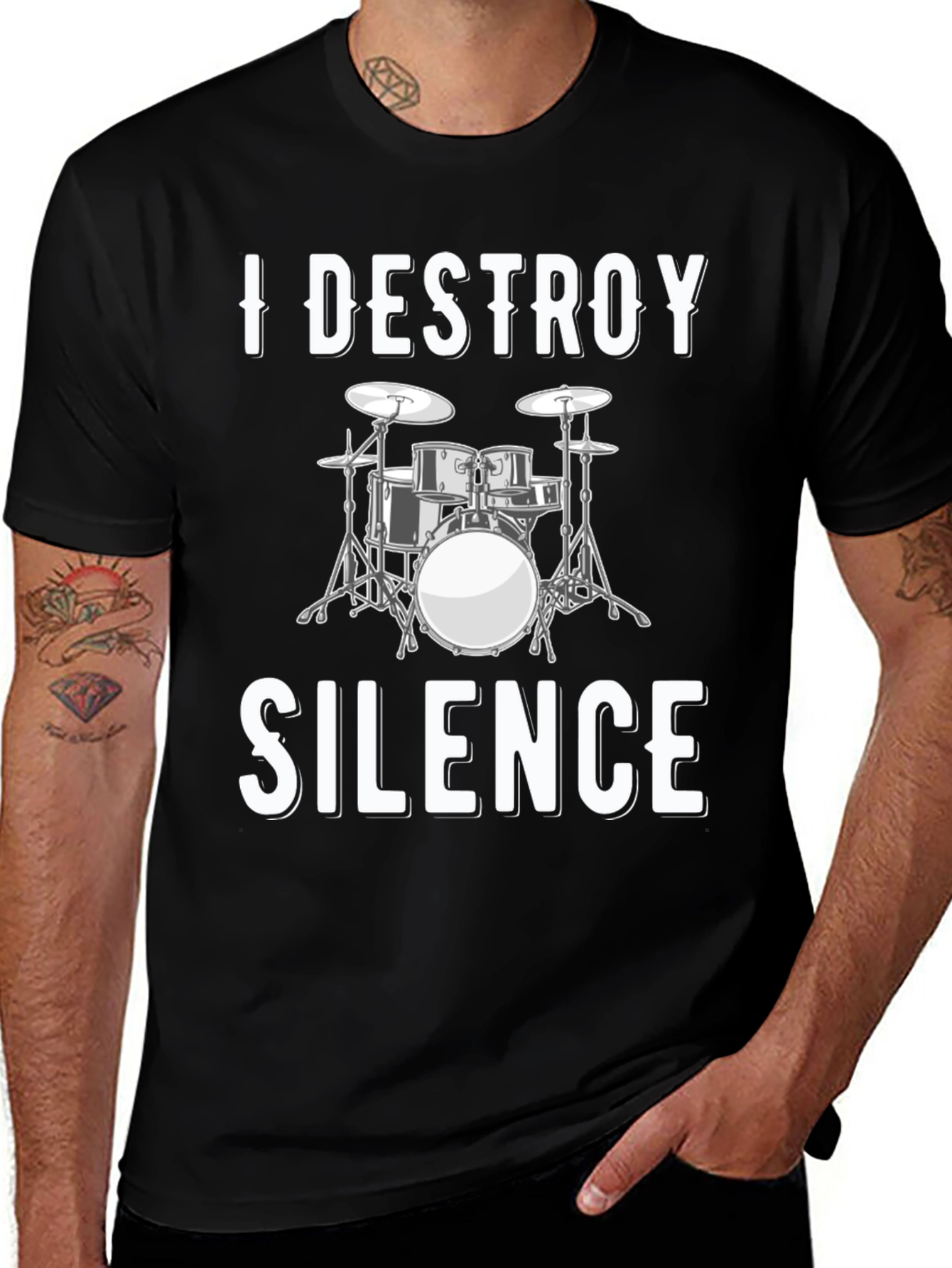 Variant 5 of I Destroy Silence Drum Set Graphic Tee