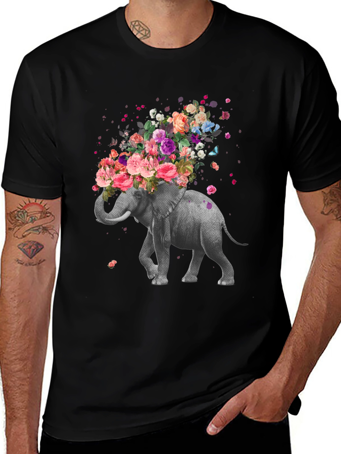 Variant 13 of Floral Elephant T-Shirt - Unique Graphic Tee