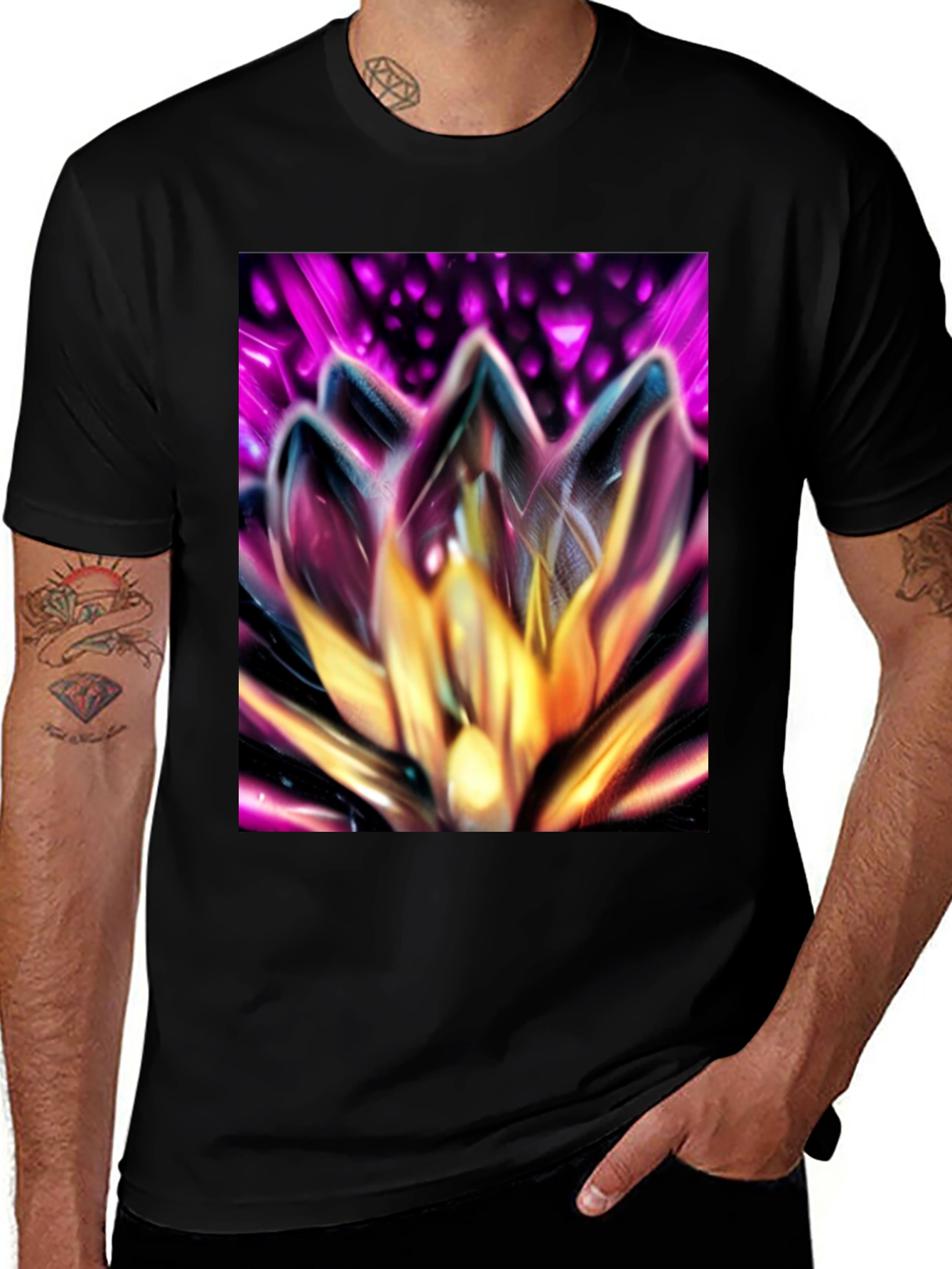 Variant 7 of Floral Burst Graphic Tee - Bold Abstract Flower Design
