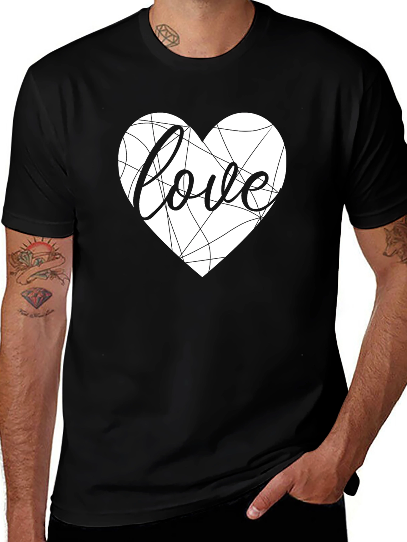 Variant 25 of Love Heart Graphic Tee - Stylish Black T-Shirt