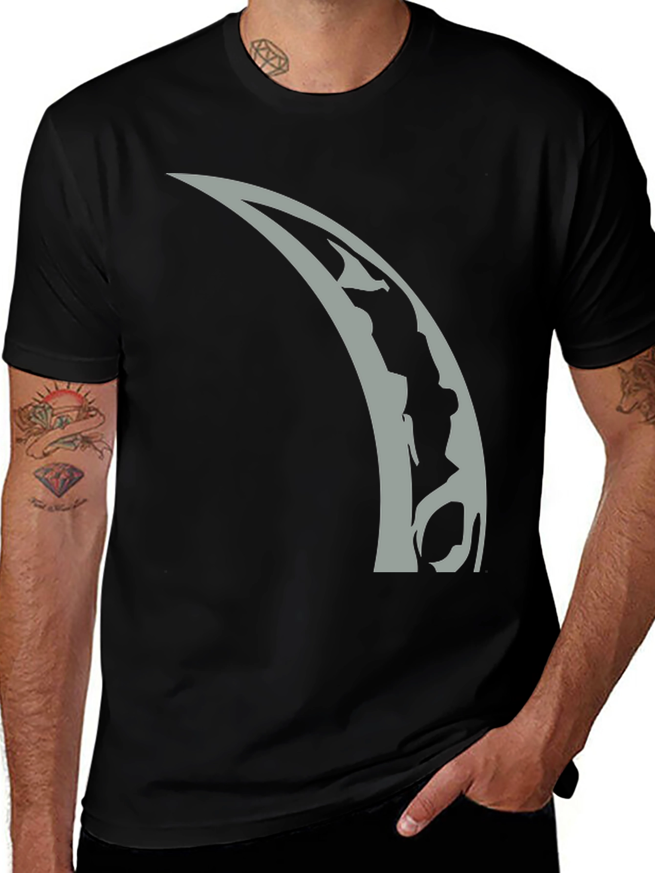 Variant 23 of Stylish Black T-Shirt with Crescent Moon Graphic