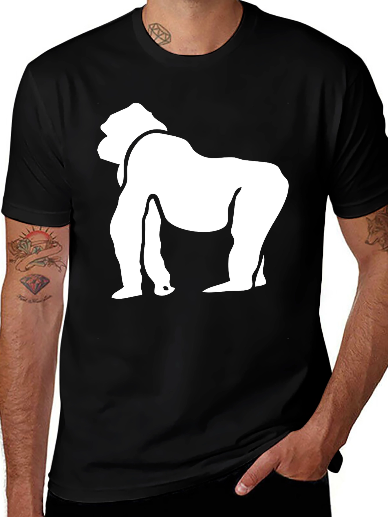 Variant 29 of Gorilla Graphic Tee - Black Cotton Casual T-Shirt