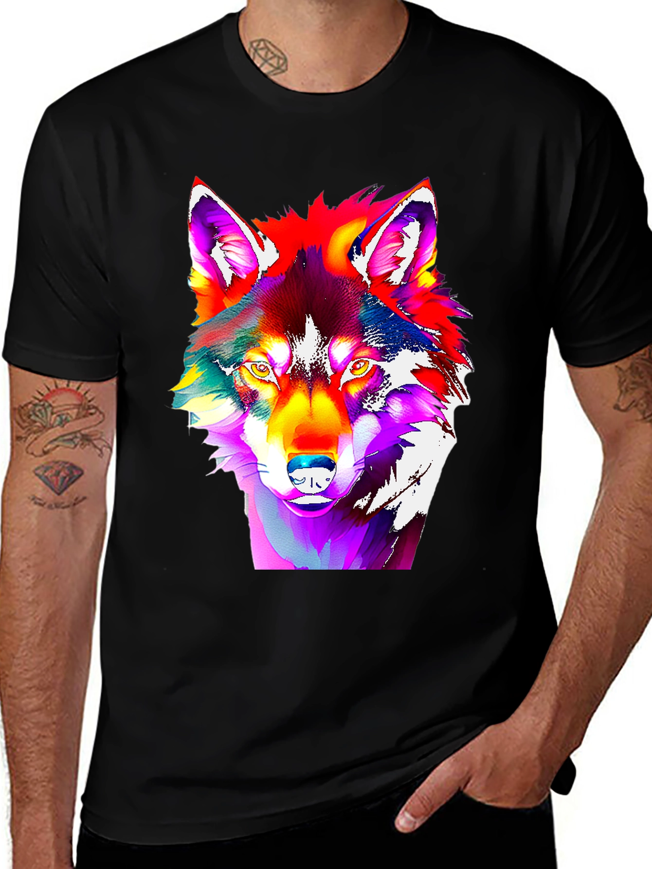 Variant 14 of Vivid Wolf Graphic Tee - Bold Art Print