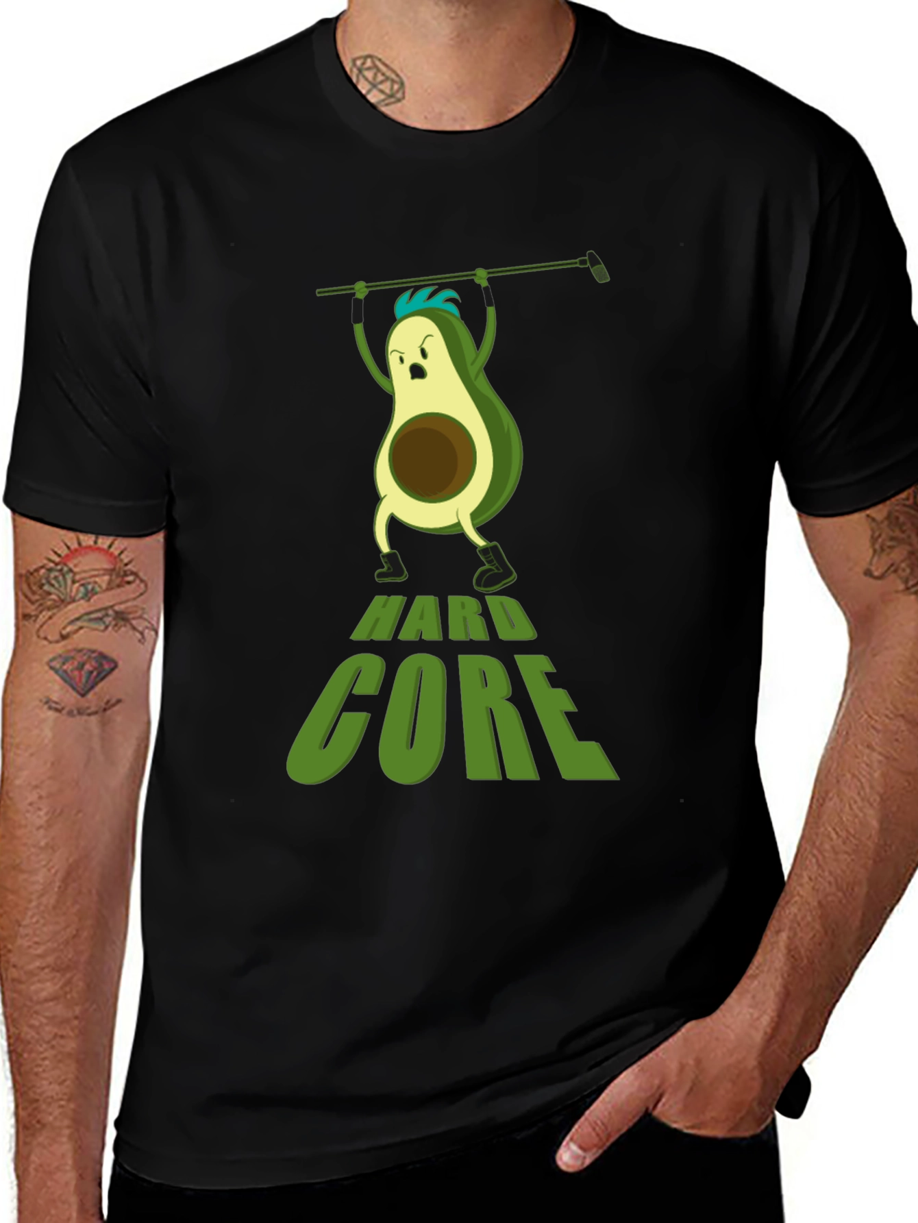 Variant 19 of Hard Core Avocado Gym Black T-Shirt