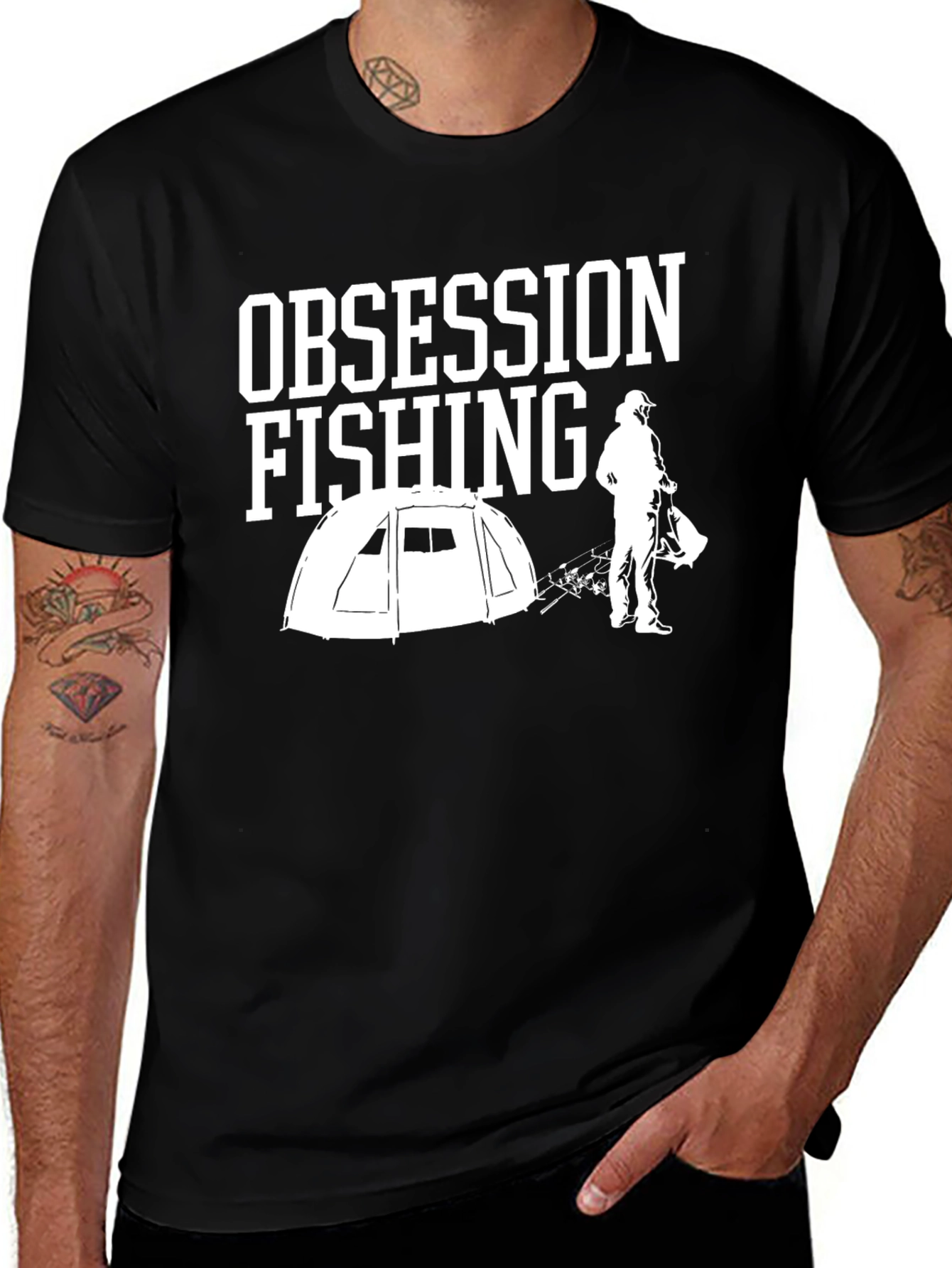 Variant 22 of Obsession Fishing Graphic Tee - Men's Black Cotton T-Shirt