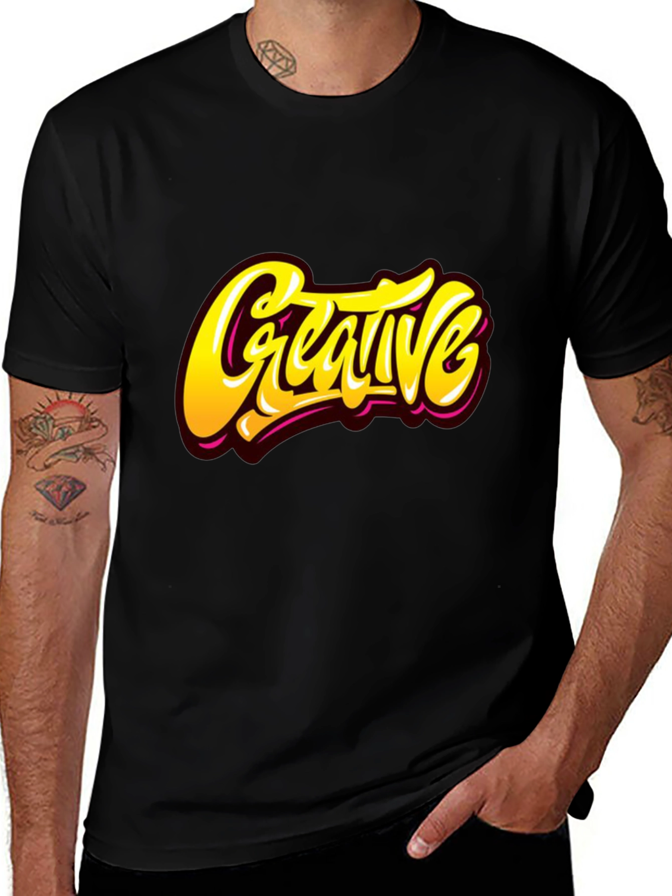 Variant 29 of Creative Graphic Tee - Stylish Black Cotton T-Shirt