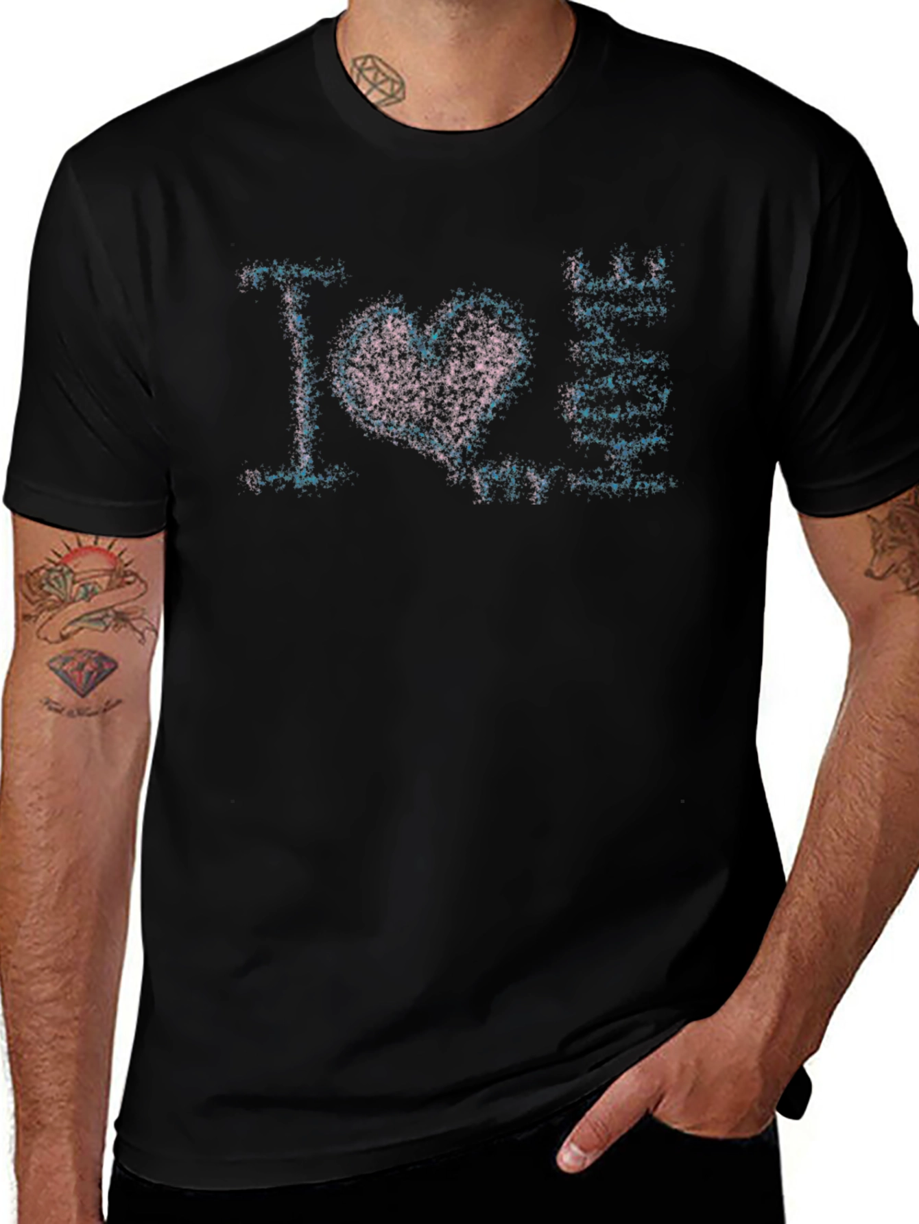 Variant 6 of I Love Anime Graphic Print Black T-Shirt