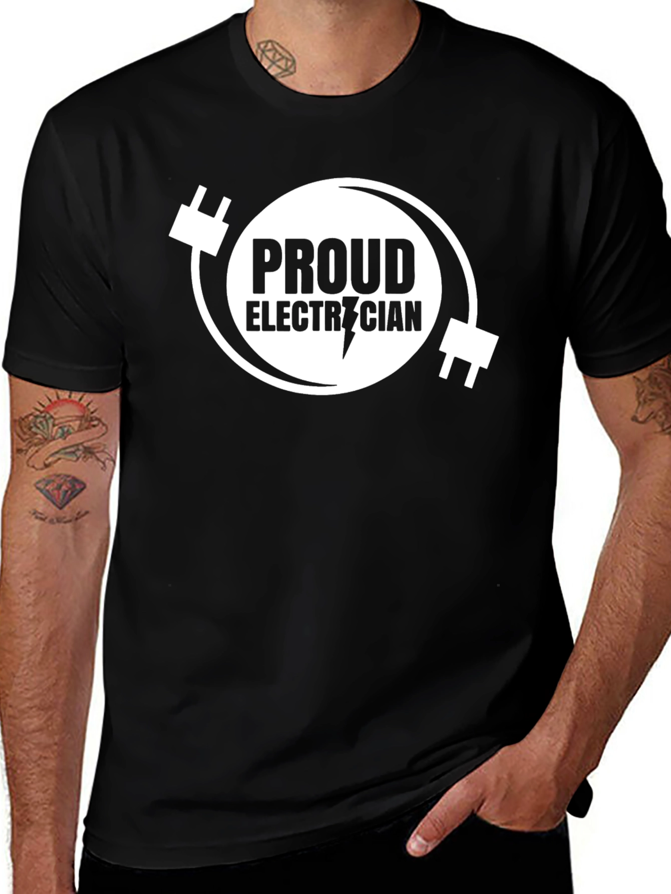 Variant 5 of Proud Electrician T-Shirt - Black