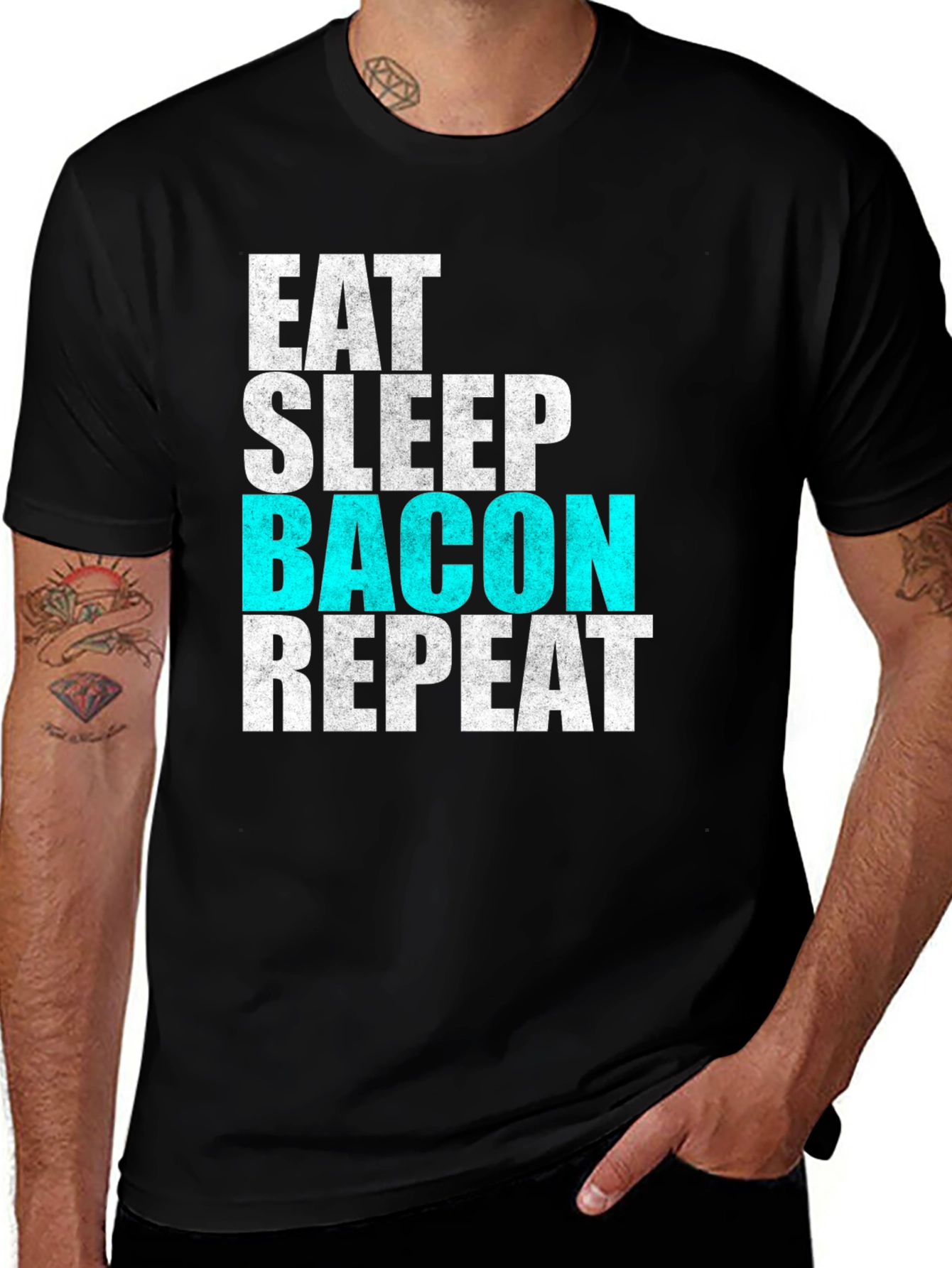Variant 13 of Eat Sleep Bacon Repeat T-Shirt - Funny Foodie Tee