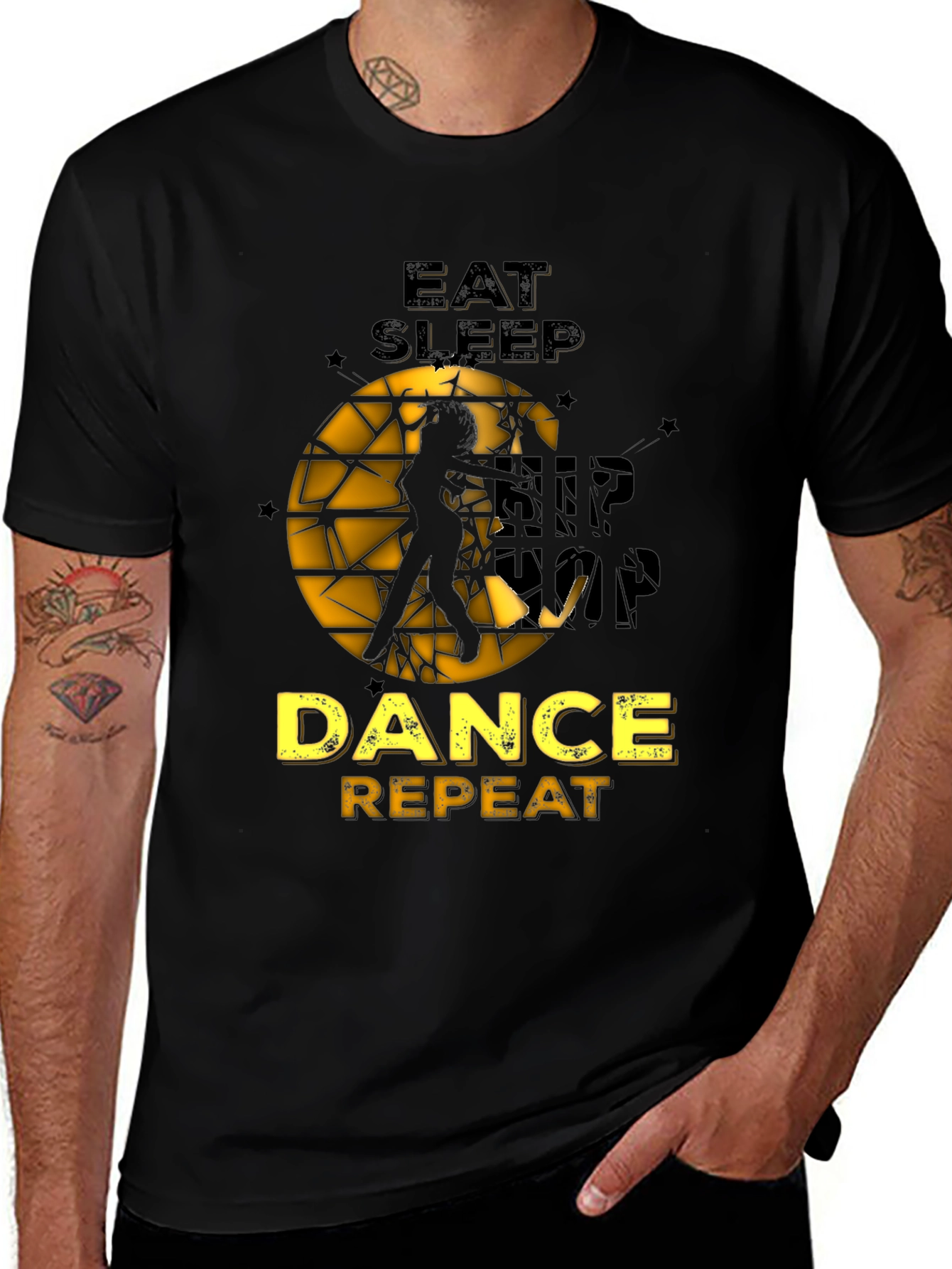 Variant 27 of Eat Sleep Dance Repeat Black Graphic Tee