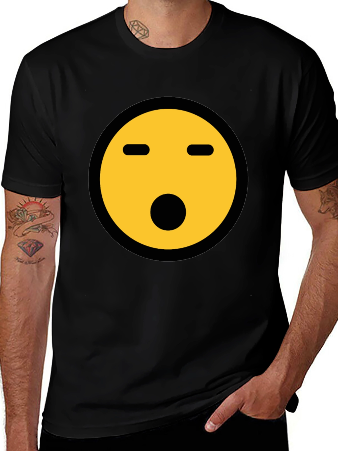 Variant 17 of Shocked Emoji Graphic Tee - Black Crewneck