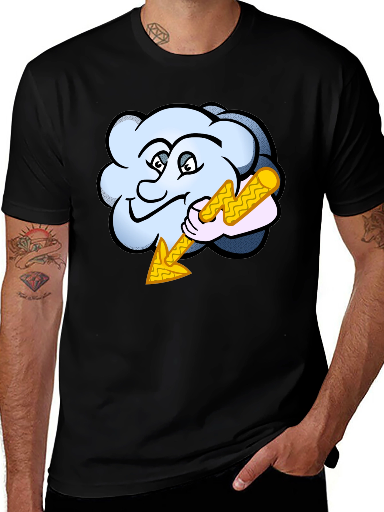 Variant 27 of Cloud with Lightning Bolt T-Shirt - Weather Humor