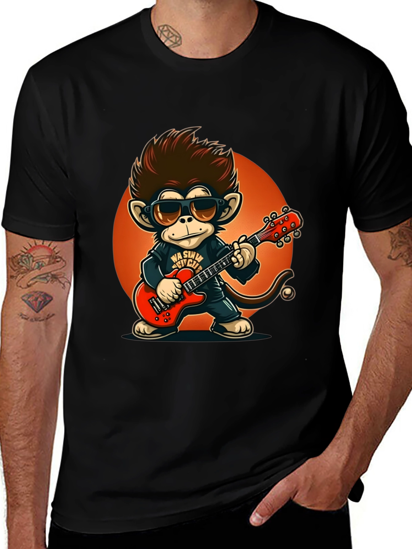 Variant 8 of Cool Monkey Guitarist Graphic Tee