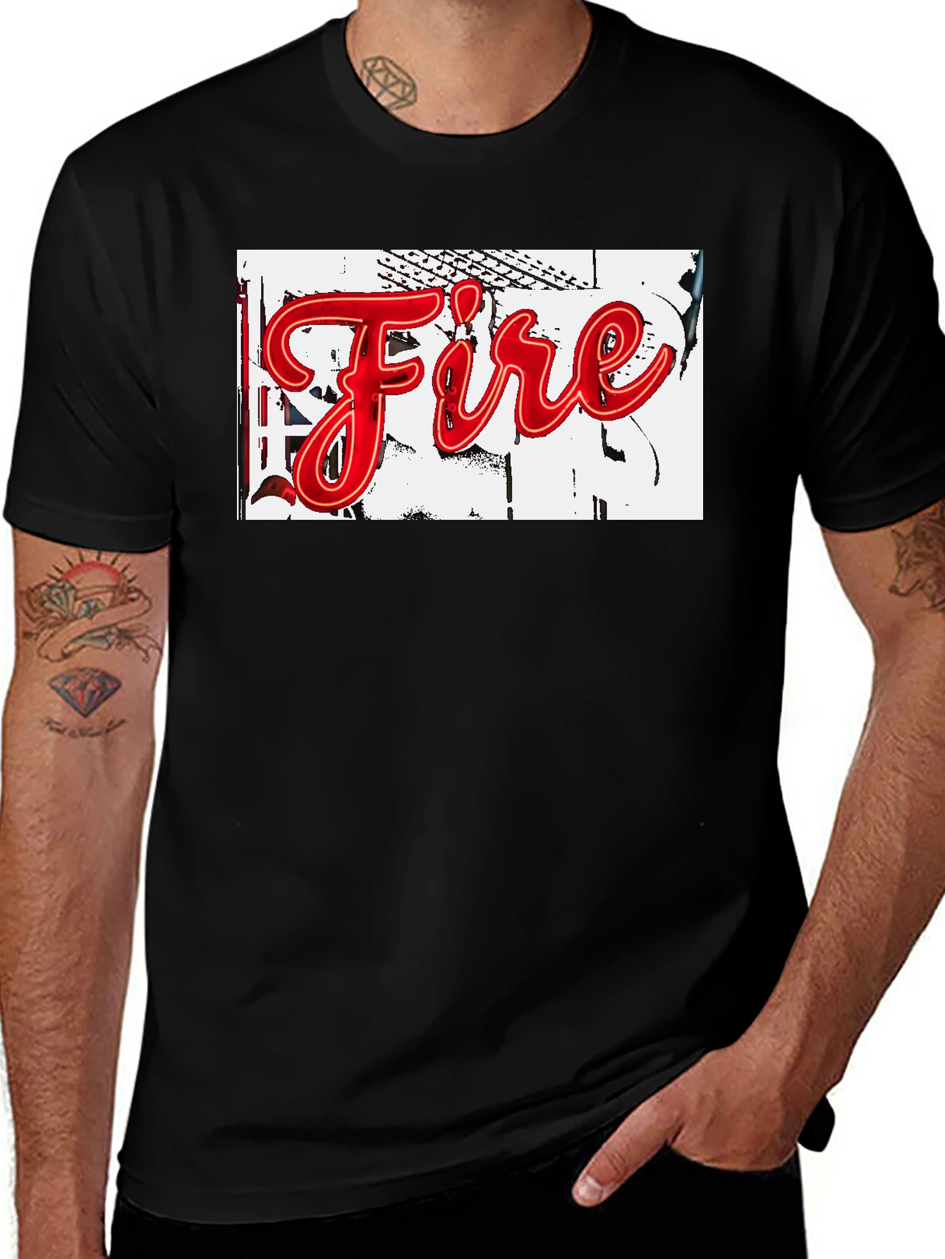 Variant 22 of "Fire" Graphic Print Black T-Shirt