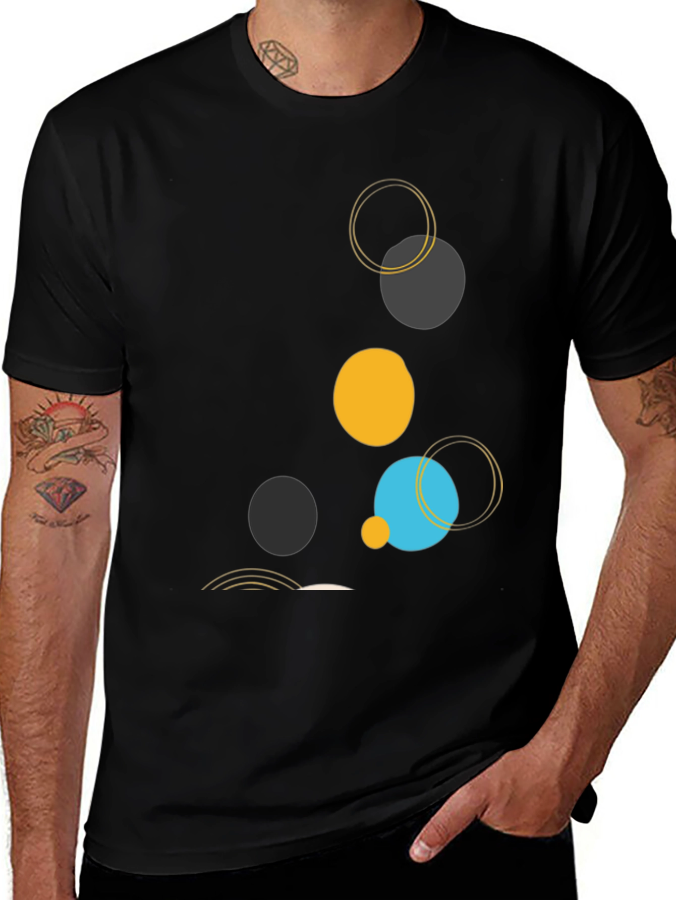 Variant 2 of Abstract Circle Design Black T-Shirt