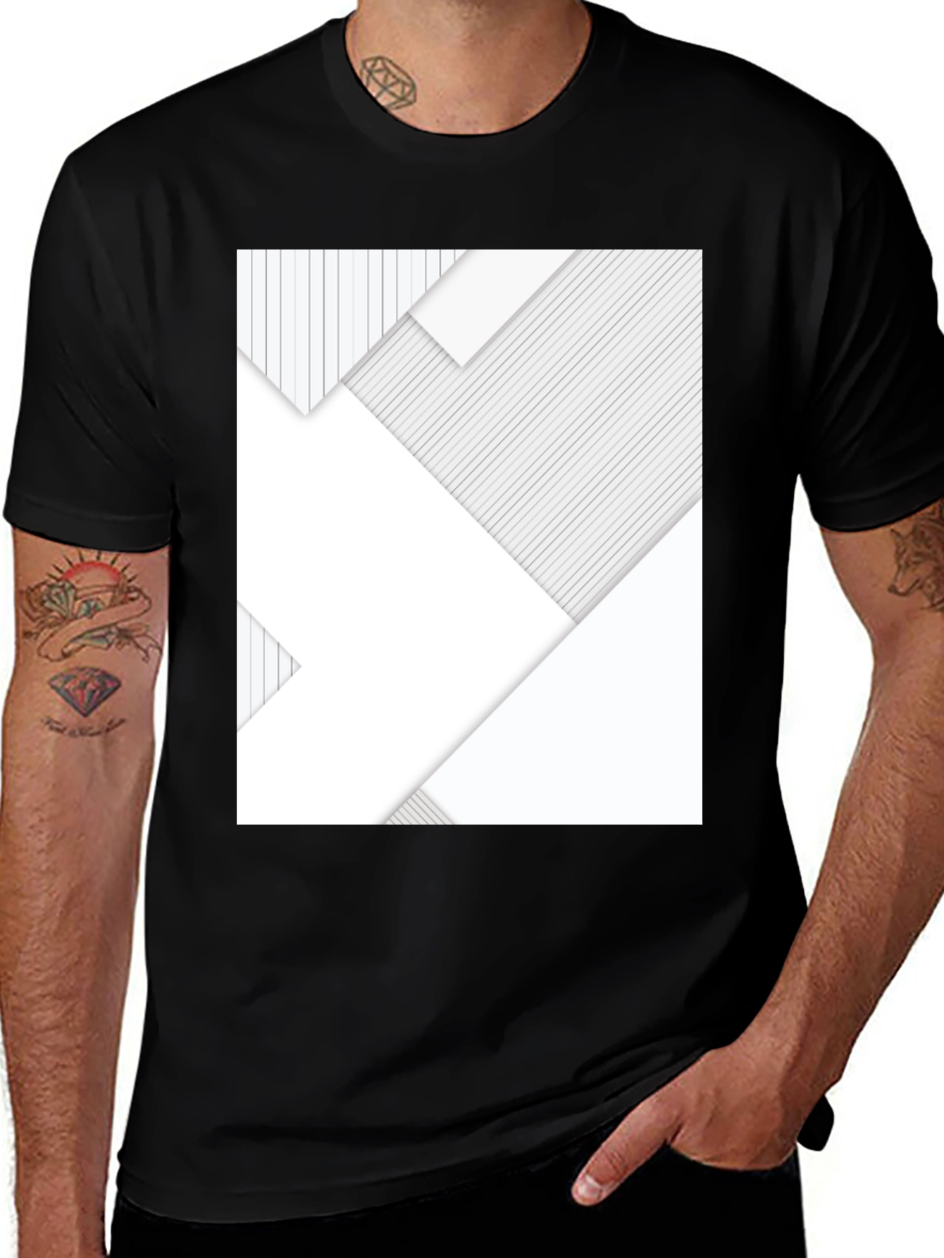 Variant 23 of Modern Geometric Pattern Black T-Shirt