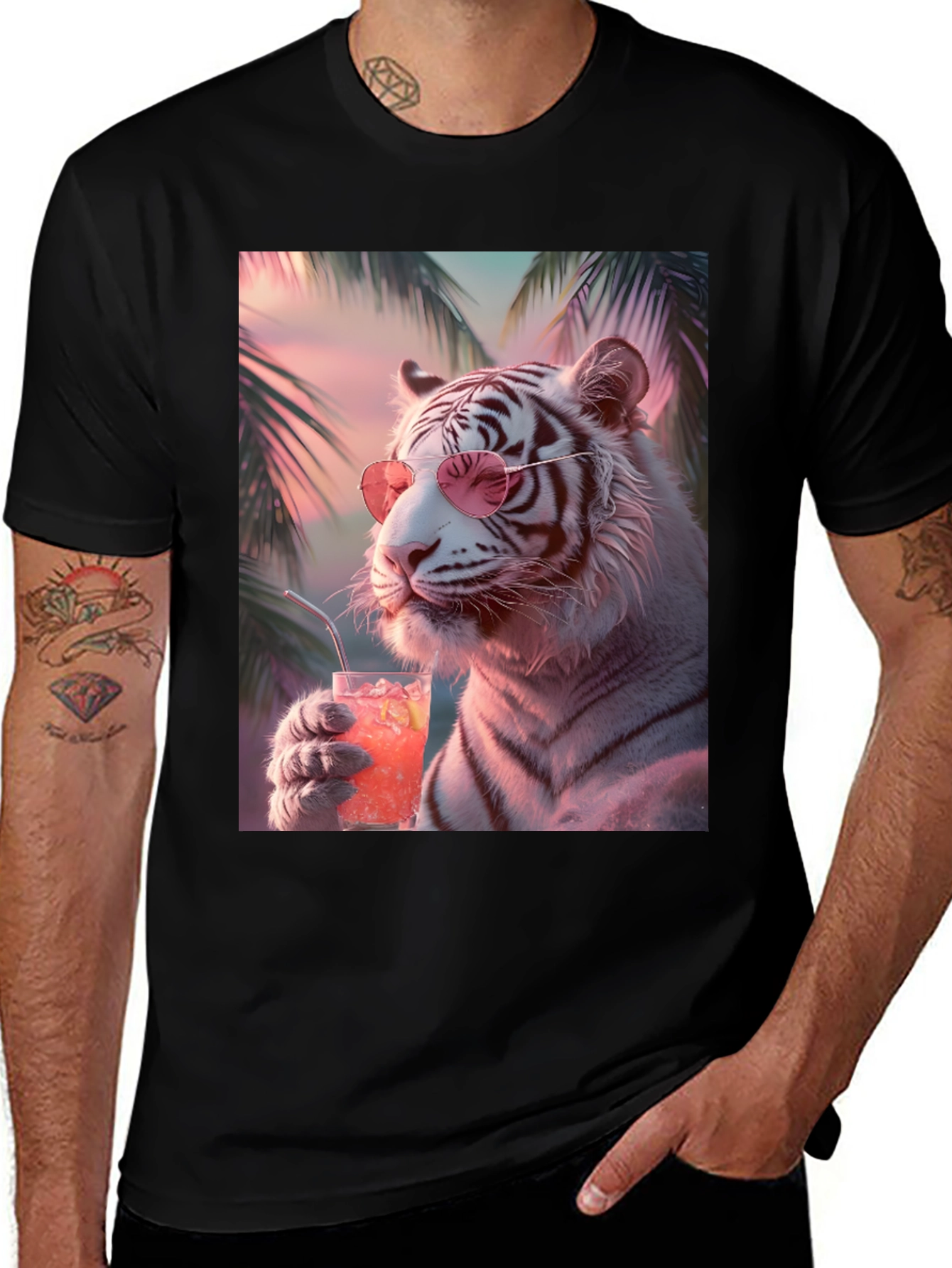 Variant 5 of Cool Tiger Graphic Tee - Summer Vibes