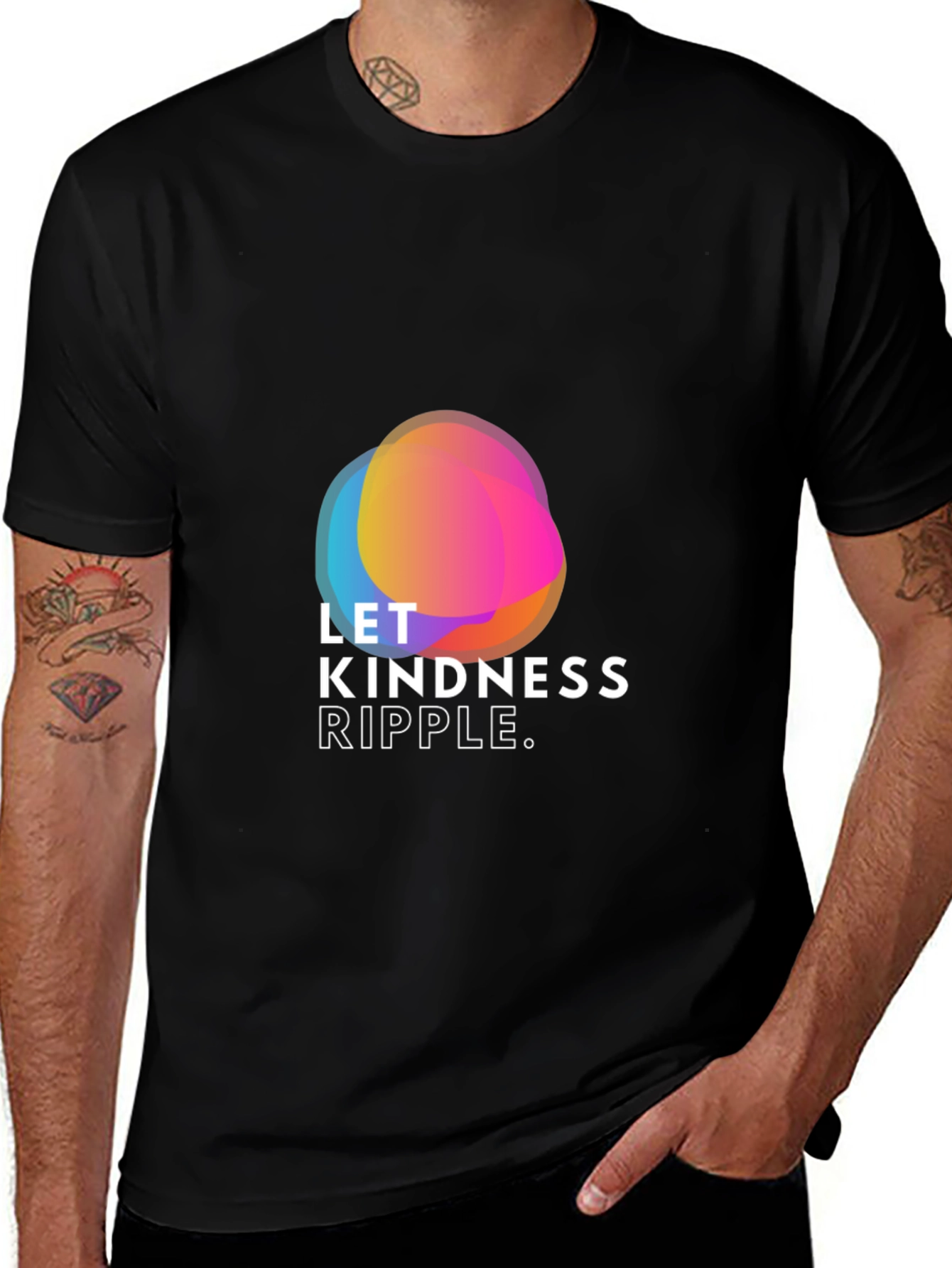 Variant 8 of Kindness Ripple Graphic Tee - Soft Black Cotton