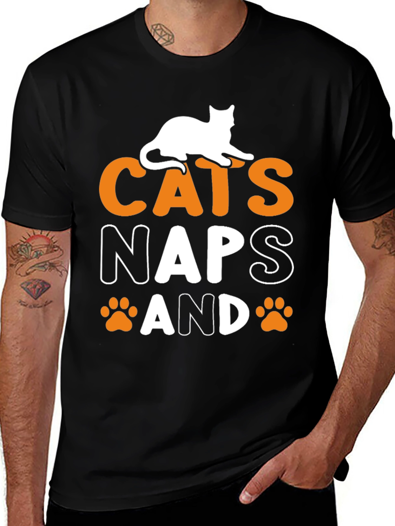 Variant 10 of Cats, Naps, and Paw Prints Black Graphic Tee
