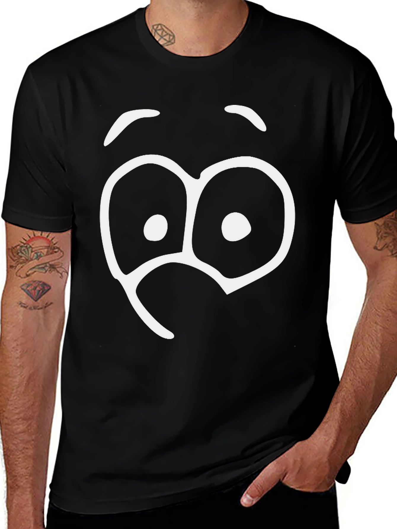 Variant 11 of Funny Googly Eyes Graphic T-Shirt - Black